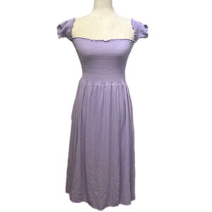 Love Tree Smocked Flutter Sleeve Gauzy Midi‎ Dress Lavender Size Large